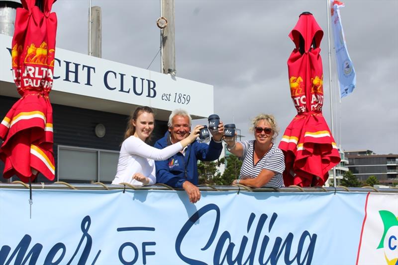 [L-R] Xanthia Gregory, MacGlide Festival of Sails Chairman, Vice Commodore Stuart Dickson and Natalie Gerischer. Torquay company Joco has come on-board the MacGlide Festival of Sails as sustainable partner for the 2020 event. - photo © Sarah Pettiford
