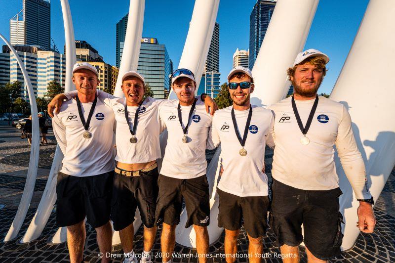 Second place - (left to right) Nick Egnot-Johnson (skipper), Zak Merton, Bradley McLaughlin, Sam Barnett and Tim Snedden - photo © Drew Malcolm
