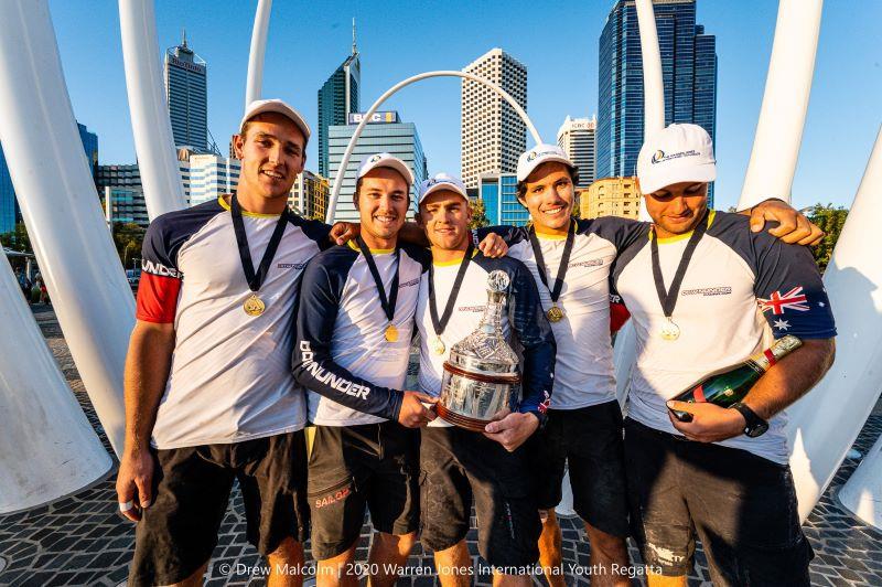 First place, champions - (left to right) Harry Hall, Harry Price (skipper), Taylor Balogh, Josh Wijohn and Niall Morrow photo copyright Drew Malcolm taken at Royal Perth Yacht Club