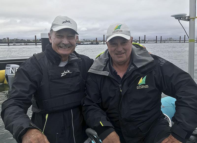 Australian Sailing Royalty - John Bertrand AO and Iain Murray AM at the 49er, 49erFX and Nacra 17 World Championships photo copyright John Curnow taken at Royal Geelong Yacht Club