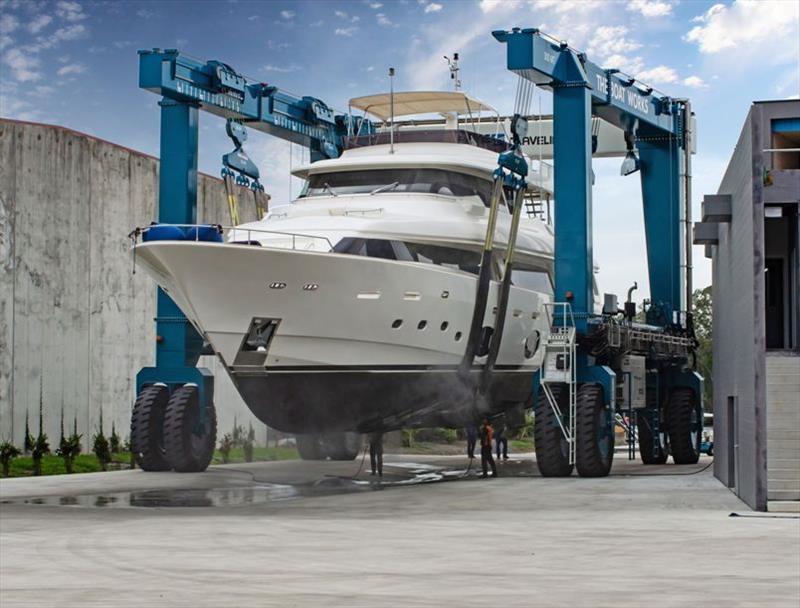 32m Ferretti 300 tonne lift photo copyright The Boat Works taken at 