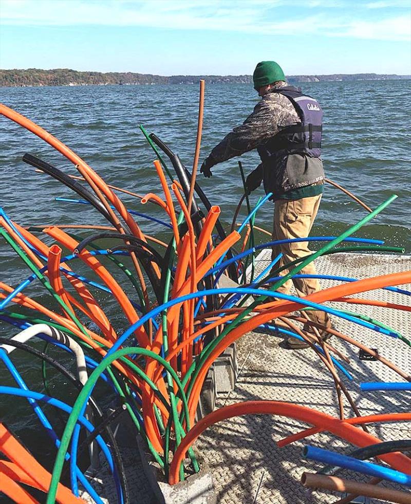 Alabama fisheries biologists are restoring reservoir habitat with spider block fish attractors built by UBC Local 318 and Millwright and Machinery Erectors Local 1192 apprentices photo copyright Union Sportsmen's Alliance taken at 