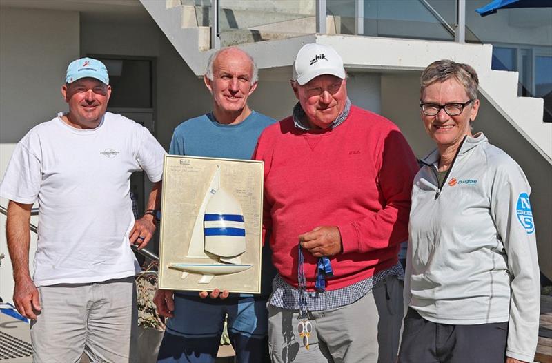 Overall winners, Richie Allanson, Colin Beashel, and Iain Murray – Havoc. Class Secretary Niesje Hees making the presentation. - Etchells Victorian Championship 2020 photo copyright John Curnow taken at Royal Brighton Yacht Club