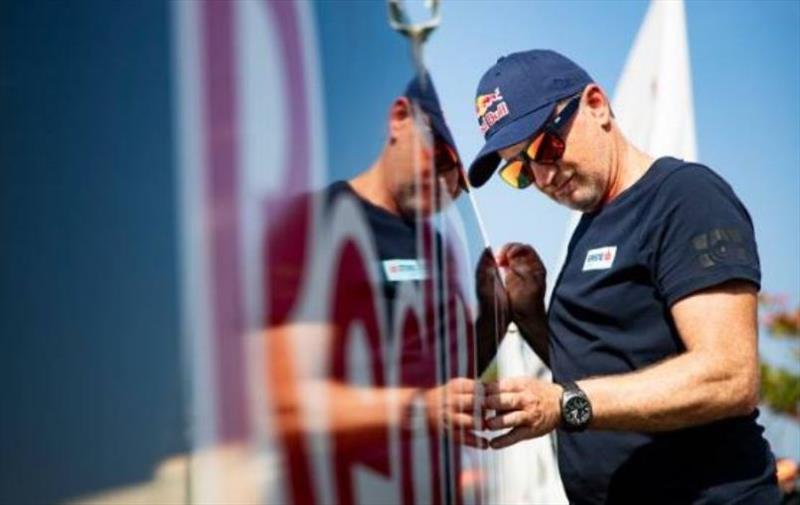 Double olympic gold medalist Roman Hagara of Austria and Red Bull Sailing Team seen during the GC32 foiling catamaran setup in Mussanah, Oman on Ferbruary 24, 2020 photo copyright Samo Vidic for Red Bull Content Pool taken at 