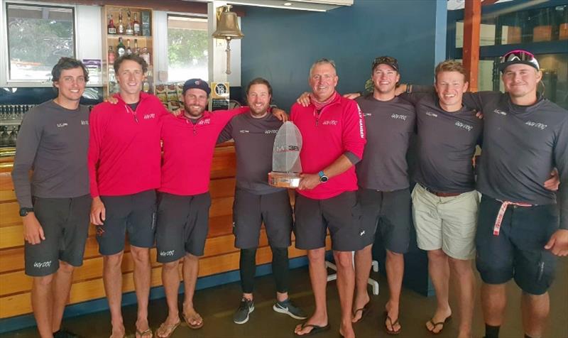 Winning crew of Lazy Dog - MC38 2020 Australian Championship photo copyright Tilly Lock Media taken at Middle Harbour Yacht Club