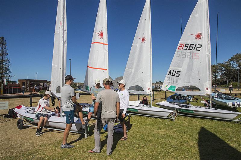 Pre-training, sailors only briefing for the AST Laser Squad at the Coffs Harbour Yacht Club photo copyright John Curnow taken at Coffs Harbour Yacht Club