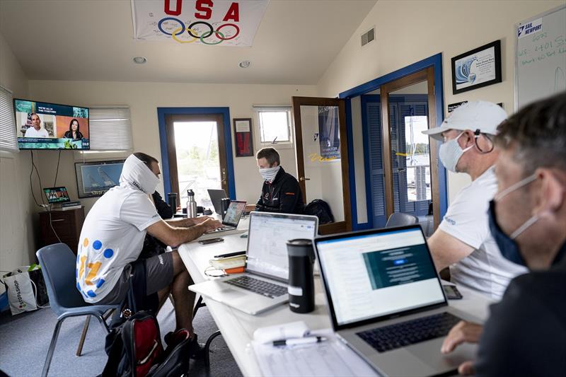 11th Hour Racing Team gather in Newport, RI to watch The Ocean Race Summit, streaming live from Newport photo copyright Amory Ross / 11th Hour Racing taken at 