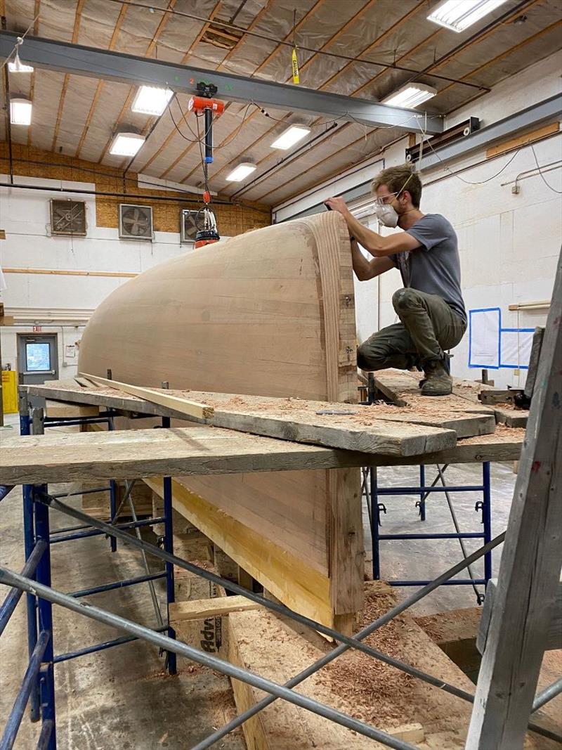 Wood-composite 45ft sailing yacht under construction photo copyright Rockport Marine taken at 