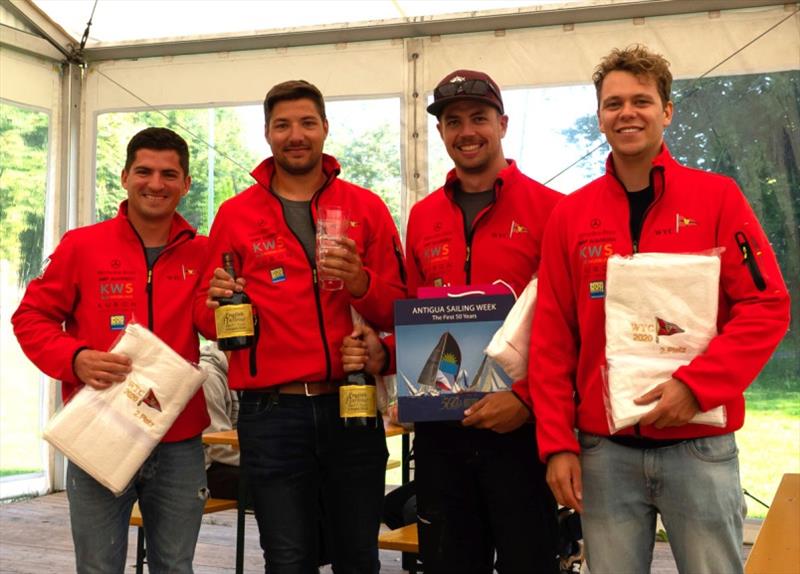 Third place host team from WYC were pleased with their prizes of English Harbour 5yr old rum - photo © Antigua Sailing Week