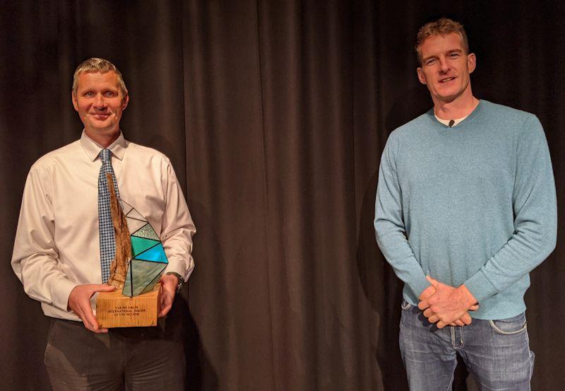Jon Holt (left), founder of the Scaramouche Sailing Trust, is presented with the YJA MS Amlin 'International Sailor of the Decade' Award by Dan Snow of History Hit - photo © Mark Jardine