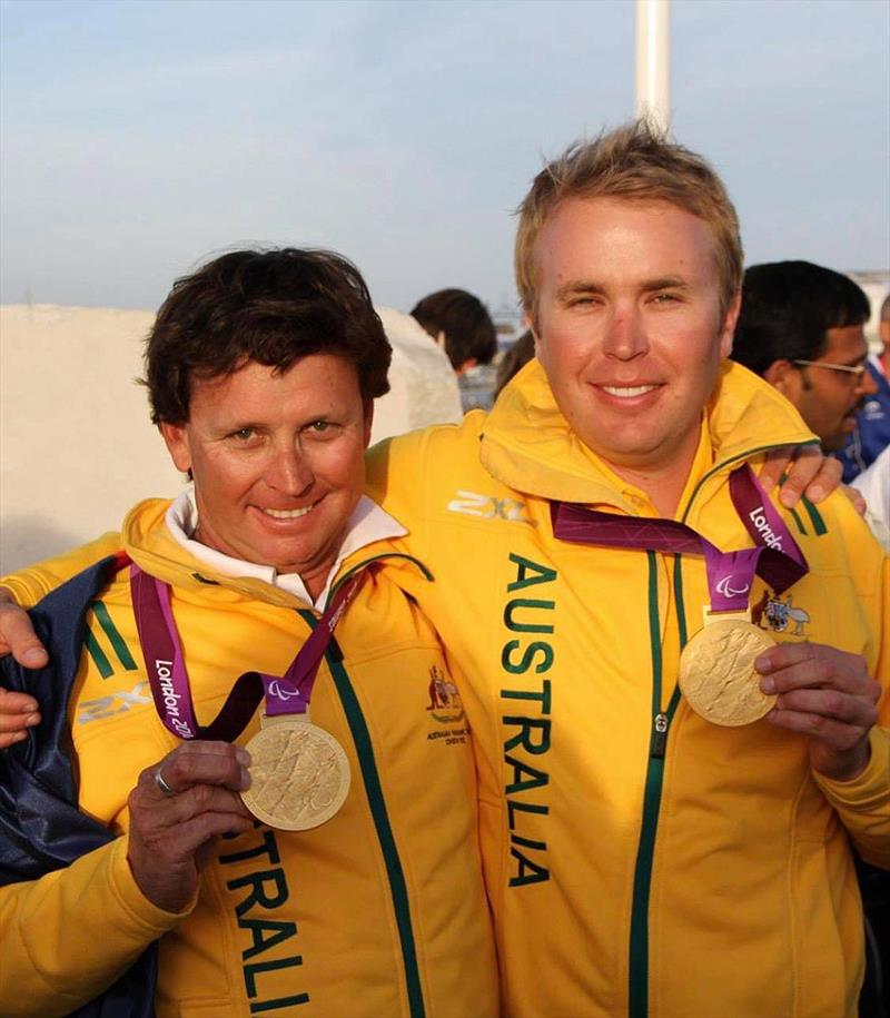 Adrian with Tim Lowe - happy with 2012 Skud 18 Gold Medal  - photo © Adrian Finglas