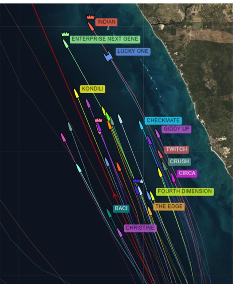 Positions at 1800 Saturday - Fremantle to Exmouth Ocean Race photo copyright Mark Loader taken at Fremantle Sailing Club