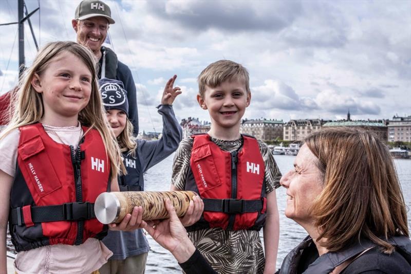 Lövin passed the Relay4Nature baton to a group of young sailors  - photo © The Ocean Race