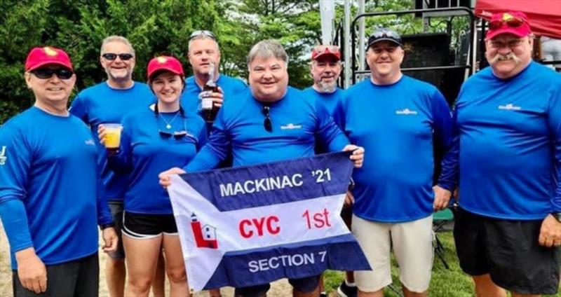 Winning crew on the J/35 Bad Dog. L-R- Jim Wujkowski, Ken McKeller, Antionette Martin, Bruce Bustin, Larry Taunt, Kevin Moore, Jeff Fuller, Tim Graham. - photo © Bayview Yacht Club