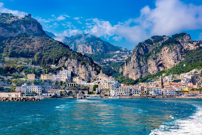 The view from the sea in front of Amalfi Town on the Amalfi Coast in Italy photo copyright West Nautical taken at 