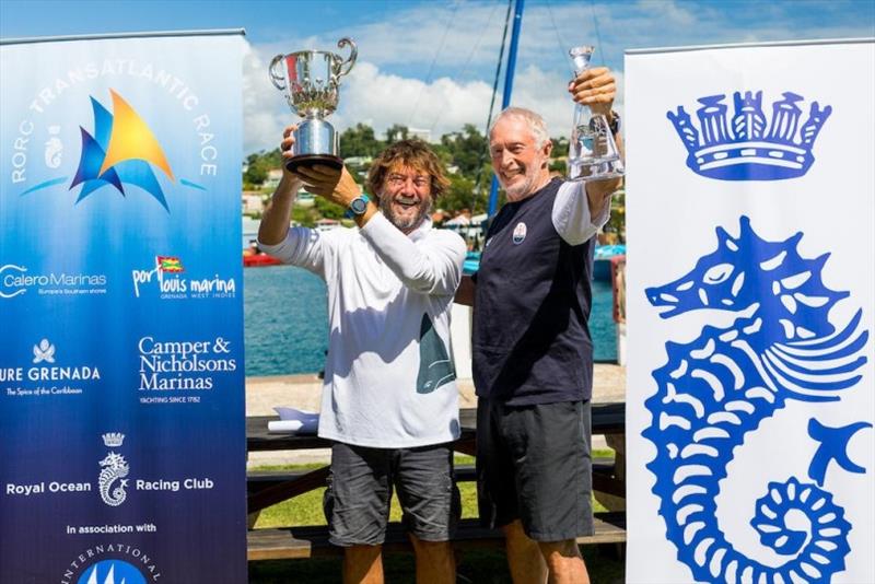 Giovanni Soldini's Multi70 Maserati and Peter Cunningham's MOD70 PowerPlay came head to head in the 2018 edition of the RORC Transatlantic Race and will be back for the next edition starting in January 2022 photo copyright RORC / Arthur Daniel taken at Royal Ocean Racing Club