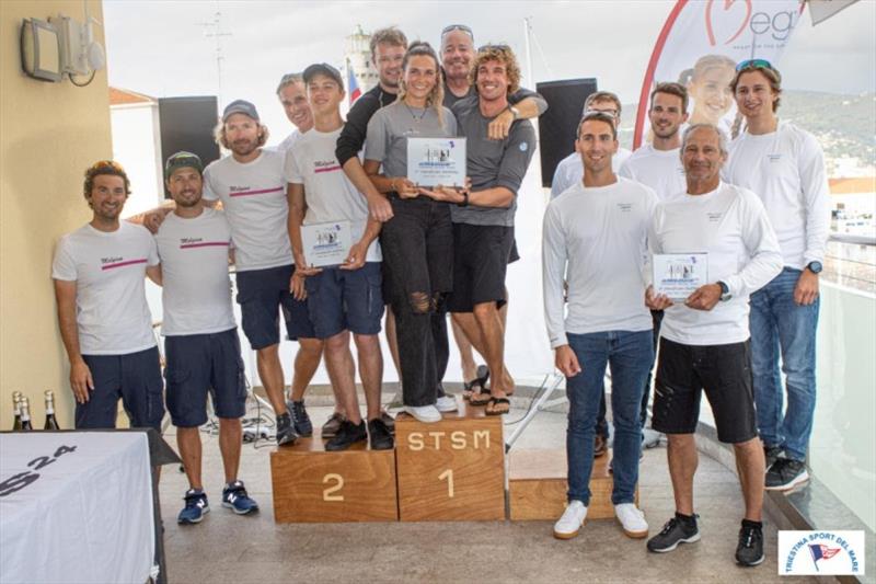 The podium of the final event of the Melges 24 European Sailing Series 2021 in Trieste - 1. Black Seal GBR822, 2. Melgina, 3. White Room GER677 - Trieste, Italy photo copyright Michele Rocco taken at 