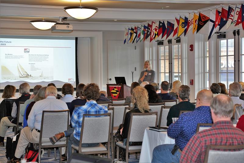 Former U.S. Sailing President Cory Sertl served as the keynote speaker for the 2019 AYC Race Officials Symposium photo copyright Annapolis Yacht Club taken at Annapolis Yacht Club