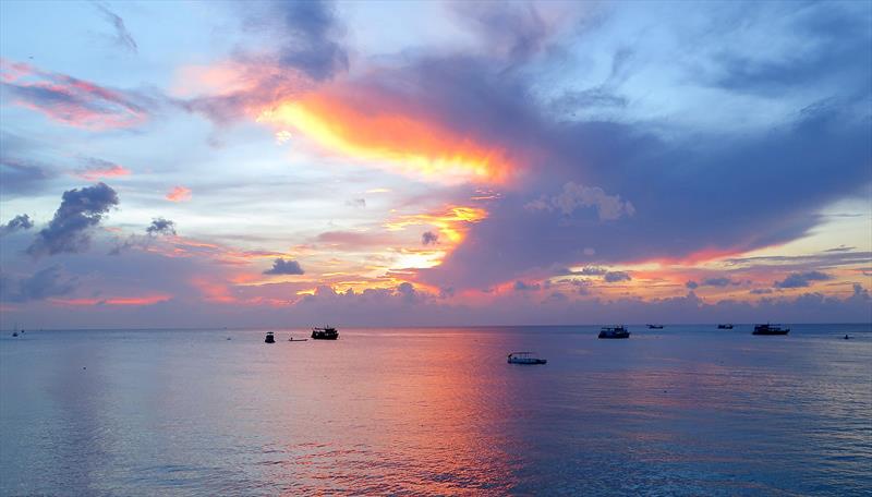 An incredible sunset anchored off the island of Koh Tao - photo © West Nautical