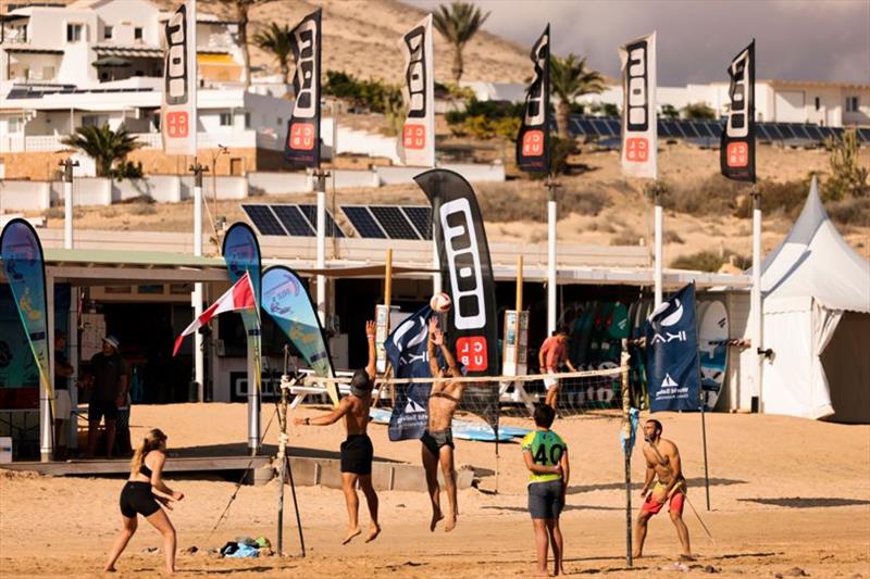 Beach volley ball under the postponement flag - 2021 KiteFoil World Series Fuerteventura day 1 - photo © IKA Media / Sailing Energy