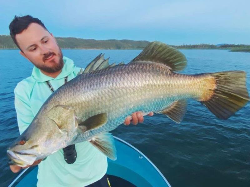 Kurt Rowlands with a nice barra from a recent trip to Lake Awoonga photo copyright Fisho's Tackle World taken at 