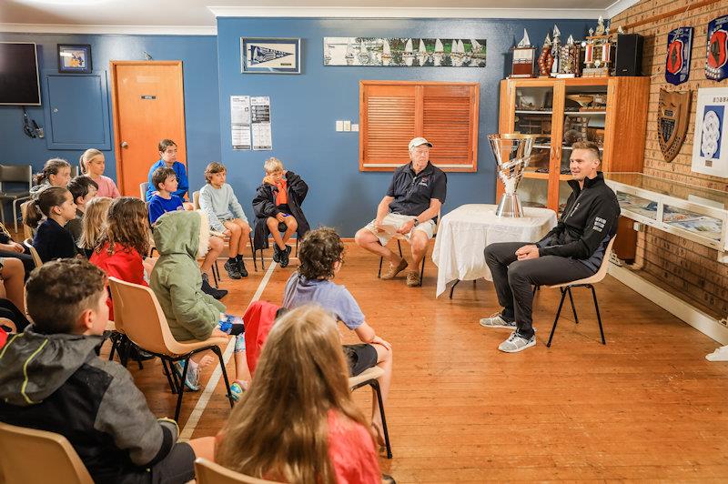Kyle Langford talks during the Lake Macquarie SailGP Regional Trophy Tour photo copyright Salty Dingo taken at Wangi RSL Amateur Sailing Club
