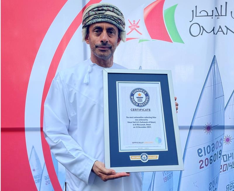 Oman Sail CEO, Dr KHamis Al Jabri reciveing the Guinness World Records™ certificate photo copyright Oman Sail taken at Oman Sail