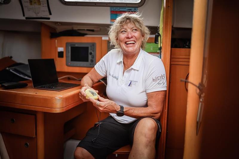 Wendy Tuck at the navigation station on Colin Geeves' Beneteau 34.7 Speedwell, which Wendy will sail to Hobart with Campbell Geeves in the Two-Handed Division. - photo © Salty Dingo