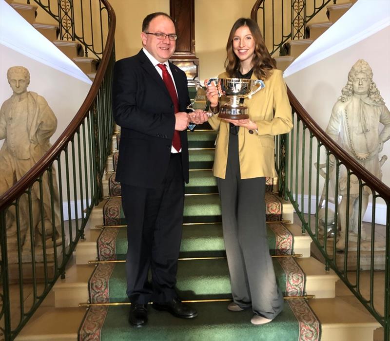 Harriet Averns with Richard Falk RYA Director of Training and Qualifications photo copyright RYA taken at Royal Yachting Association