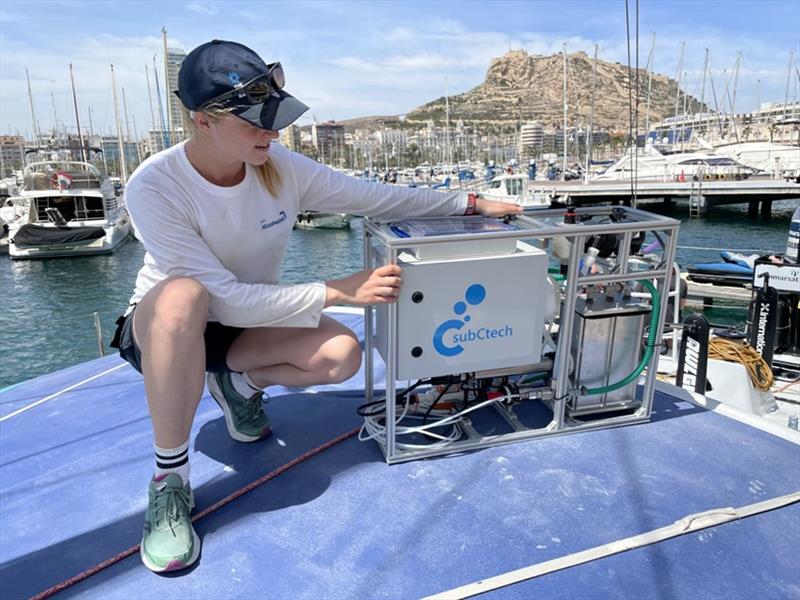 AkzoNobel Ocean Racing gets ready to install science equipment in Alicante, Spain, for The Ocean Race Europe photo copyright Rosalin Kuiper / Akzonobel Ocean Racing taken at 