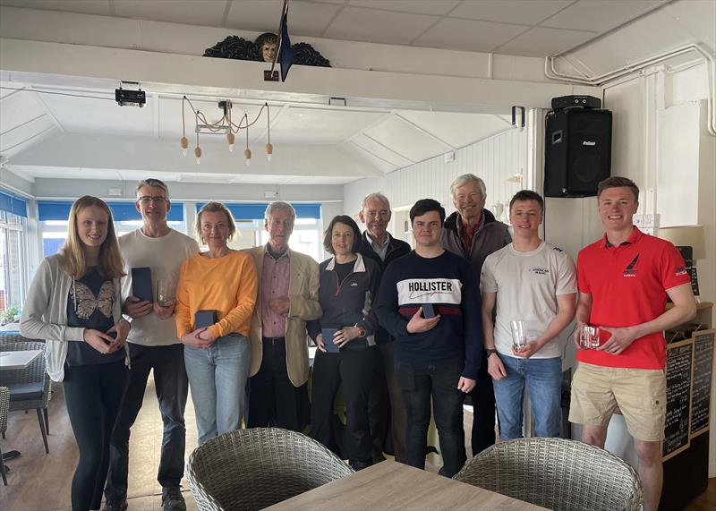 Brading Haven Yacht Club Icebreaker Series prize winners with Commodore Jeff Cowan photo copyright Polly Schafer taken at Brading Haven Yacht Club