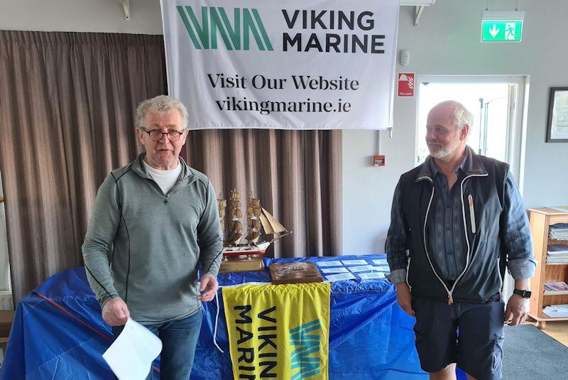 Neil Colin welcomes sponsor Ian O'Meara - Viking Marine Frostbite Series prize-giving at Dun Laoghaire photo copyright Frank Miller taken at Dun Laoghaire Motor Yacht Club