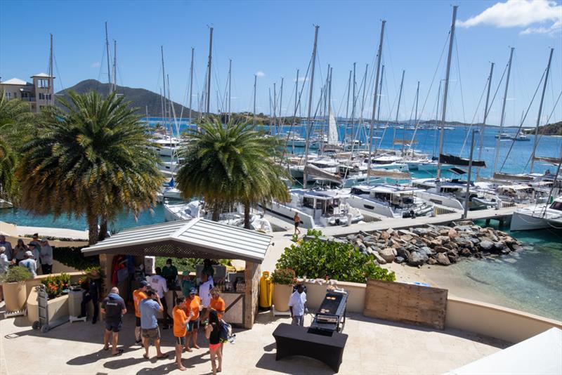 Crews enjoyed lunch, a cold Carib and meeting other crews in the regatta on day 1 of the 49th Annual BVI Spring Regatta & Sailing Festival photo copyright Alastair Abrehart  taken at Royal BVI Yacht Club
