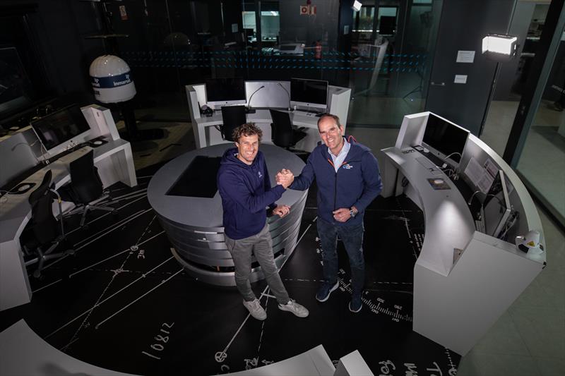 Paul Meilhat and Richard Brisius shake hands at Race Control, Alicante. - photo © Alexander Champy-McLean / The Ocean Race