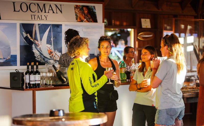 Enjoying the Locman Lounge after racing on Locman Italy Women's Race Day at Antigua Sailing Week photo copyright Paul Wyeth / www.pwpictures.com taken at Antigua Yacht Club