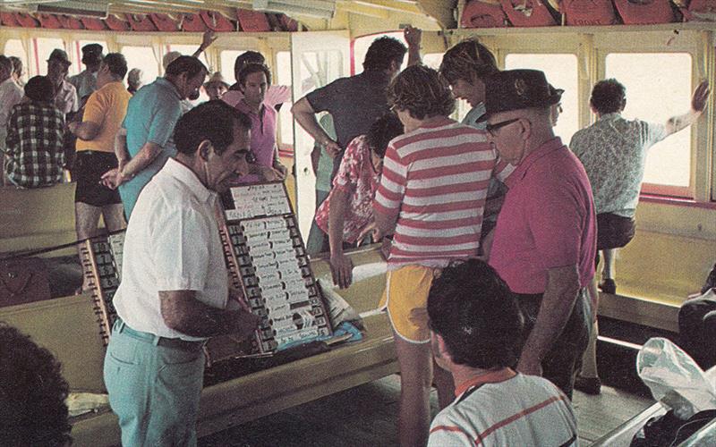 An individual bookmaker on a small ferry in the 70s - photo © Archive