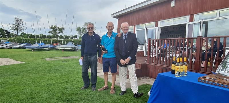 Pete (1st) with Ted (2nd) and Bill (Commodore) during the Border County Midweek Series at Budworth photo copyright PeteChambers / @boodogphotography taken at Budworth Sailing Club