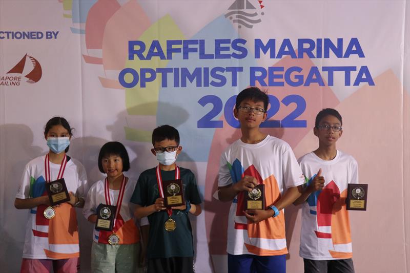 Champions from various categories and age groups - Raffles Marina Optimist Regatta 2022 photo copyright Raffles Marina taken at Singapore Sailing Federation