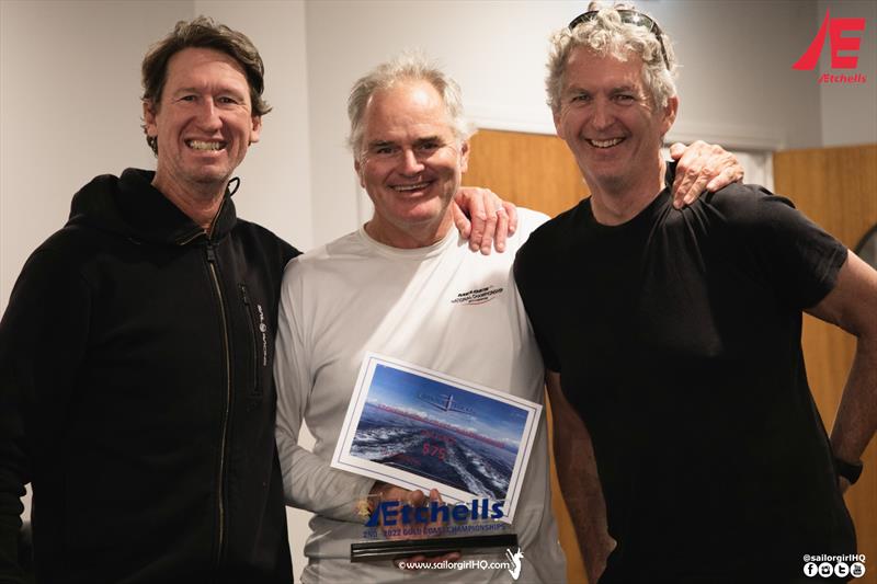 Runners Up - (L to R) David Sampson, Cam Miles, Grant Crowle - 2022 Gold Coast and Australasian Etchells Championship photo copyright Nic Douglass @sailorgirlhq taken at 