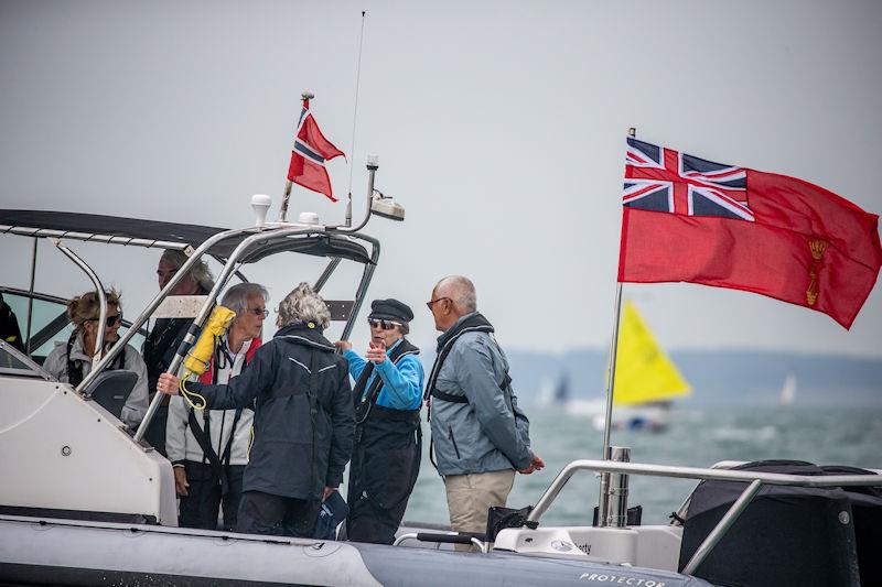 HRH The Princess Royal watches the dinghy sailing at RLymYC's Centenary Regatta Day with Commodore Phil Lawrence, Rear Commodore Sailing Jenny Wilson and the The Hon. Dame Shân Legge-Bourke photo copyright Sportography taken at Royal Lymington Yacht Club