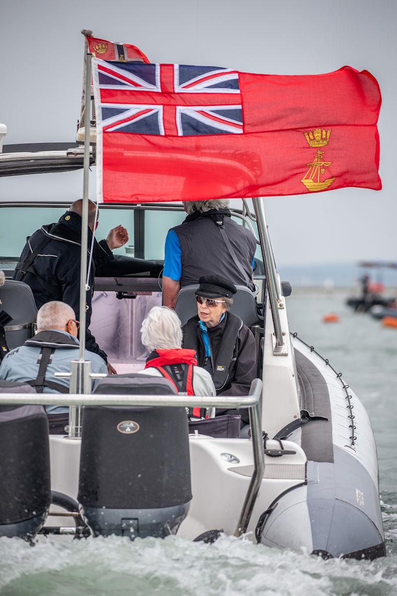 HRH The Princess Royal heads out on the water with RLymYC Commodore Phil Lawrence and Rear Commodore Sailing Jenny Wilson photo copyright Sportography taken at Royal Lymington Yacht Club