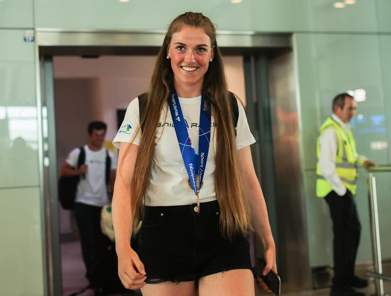 Triple gold medalist Eve McMahon and Irish Academy sailors welcomed at Dublin Airport photo copyright INPHO / Tom Maher taken at Howth Yacht Club