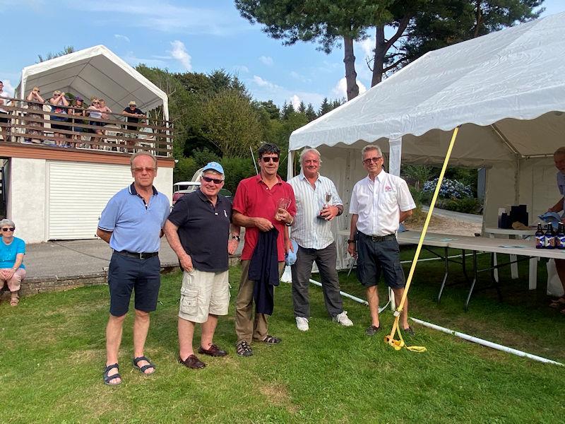 John Searle (second from right) with his winning crew of Andrew Bodenham (centre) and John Wishart (second from left) flanked by Scott Train SYC Commodore (left) and Gareth Jones Kippford RNLI Operations Manager (far right) who presented the prizes photo copyright Beatrice Overend taken at Solway Yacht Club