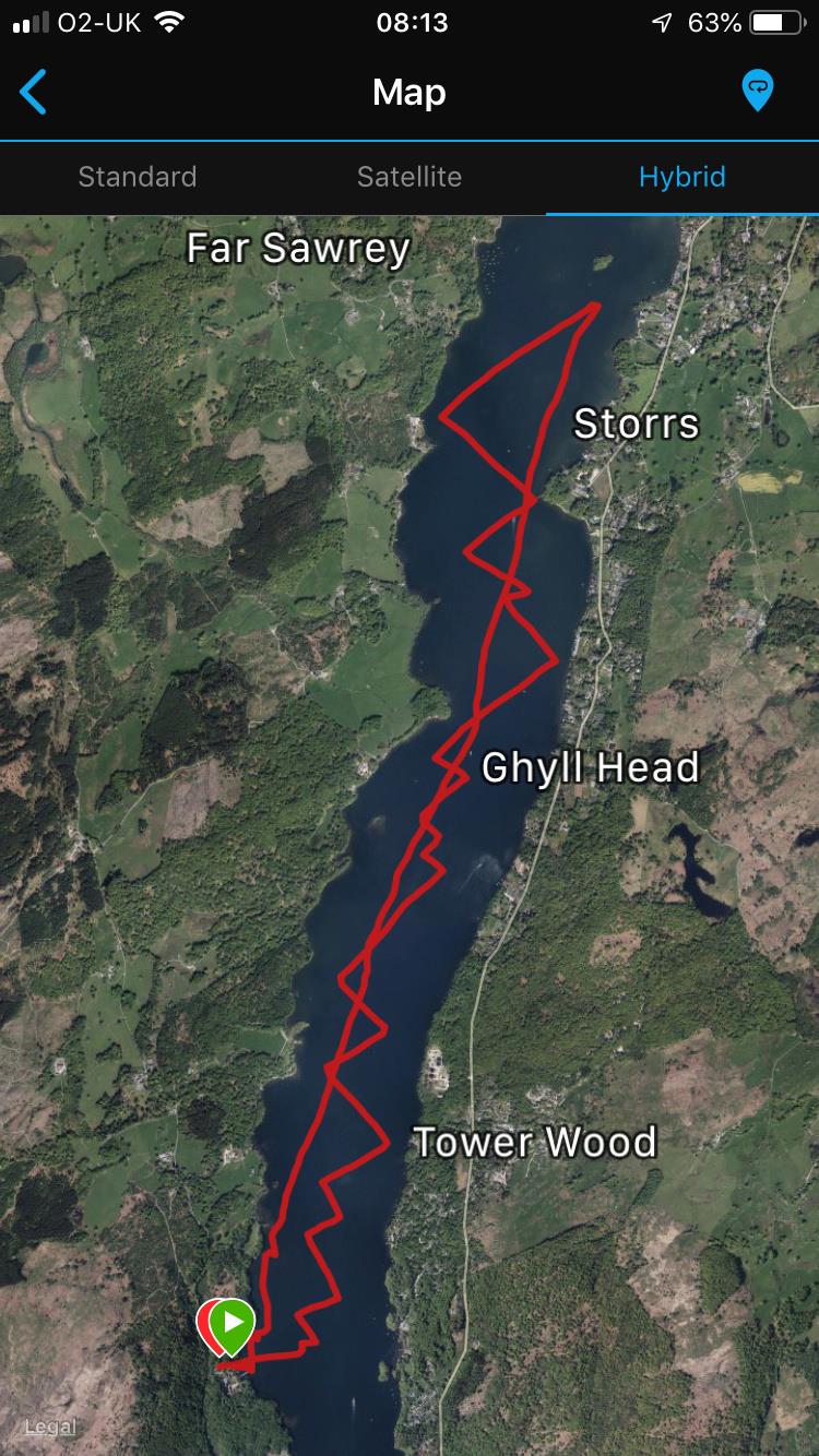 Winner's track at Windermere Waterhead Race photo copyright SWSC taken at South Windermere Sailing Club