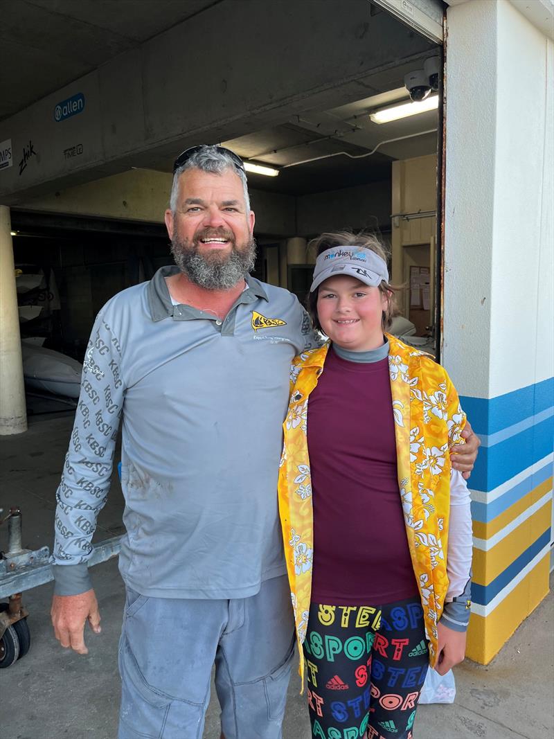 Derek with his daughter Sarah after the final day of racing - 2022 QLD Youth Championships photo copyright Australian Sailing taken at Keppel Bay Sailing Club