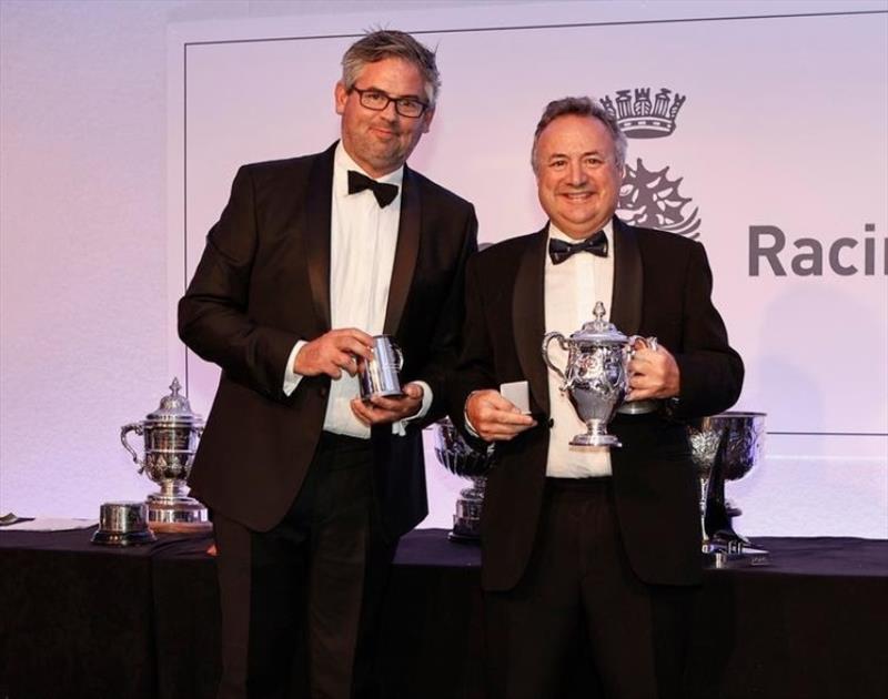 RORC Commodore James Neville (right) is presented with the Europeans Cup by RORC Racing Manager Chris Stone for winning IRC Zero in his HH42 INO XXX - photo © Rich Bowen Photograph
