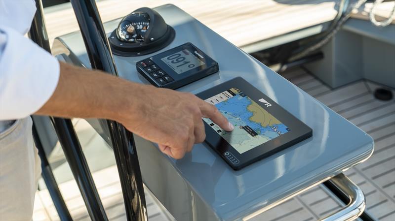 Axiom 7 installed on sailing yacht helm alongside the p70R autopilot - photo © Raymarine