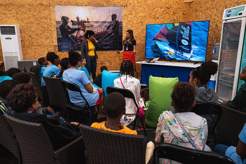 Local school children during Team Malizia's My Ocean Challenge event in Mindelo photo copyright Jimmy Horel / Team Malizia taken at 