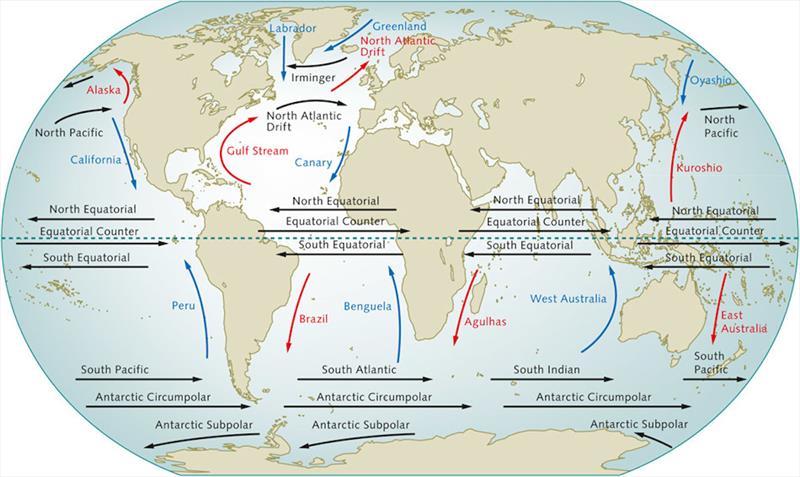 Which ocean surface currents are relevant to skippers in the Global Solo Challenge?
