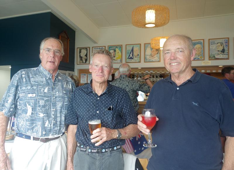 Ocean Racers in Metung: Ken Donnelly, from San Diego, with John Anderson, of Manly, Qld, and Peter Cavill, of Runaway Bay, Qld, and owner of ocean cruiser Riversong, who also crewed on ocean racing yachts Kialoa III, Condor, Blackfin, Ondine, Bumblebee IV photo copyright Jeanette Severs taken at Metung Yacht Club